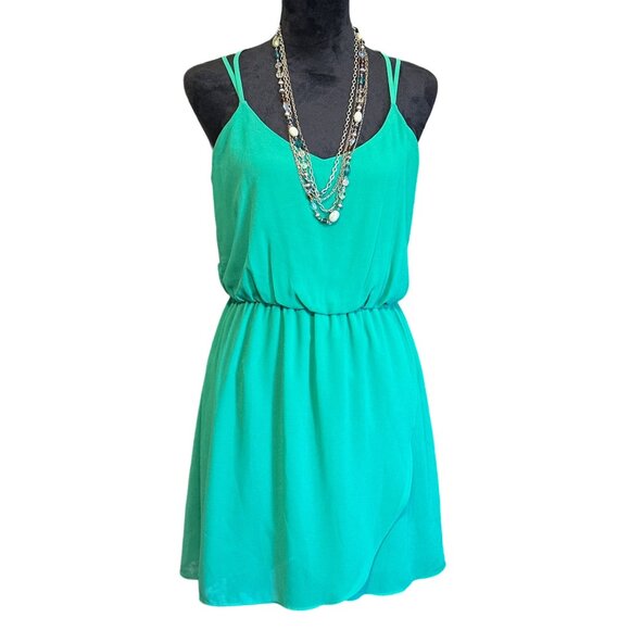 💖A. Byer Green Sleeveless Dress M Polyester - Picture 1 of 8